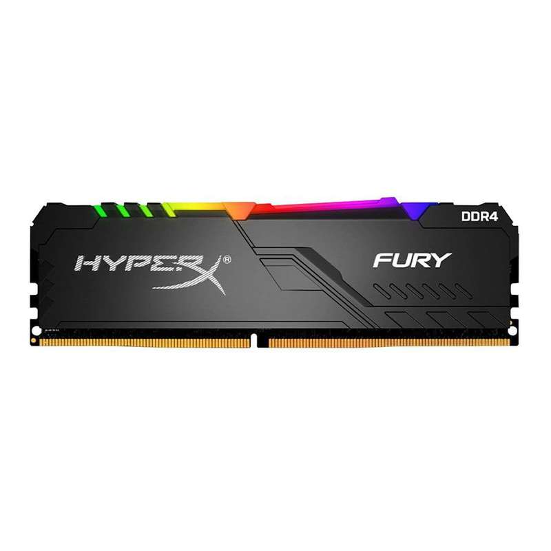 رم کامپیوتر DDR4 تک کاناله 3200 مگاهرتز cl16 هایپرایکس مدل Fury RGB ظرفیت 8 گیگابایت