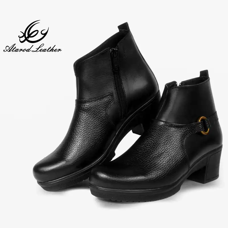 نیم بوت زنانه چرم عطارد مدل چرم طبیعی کد SH126