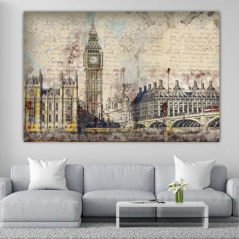 تابلو بوم طرح نقاشی پل لندن مدل SDB4814