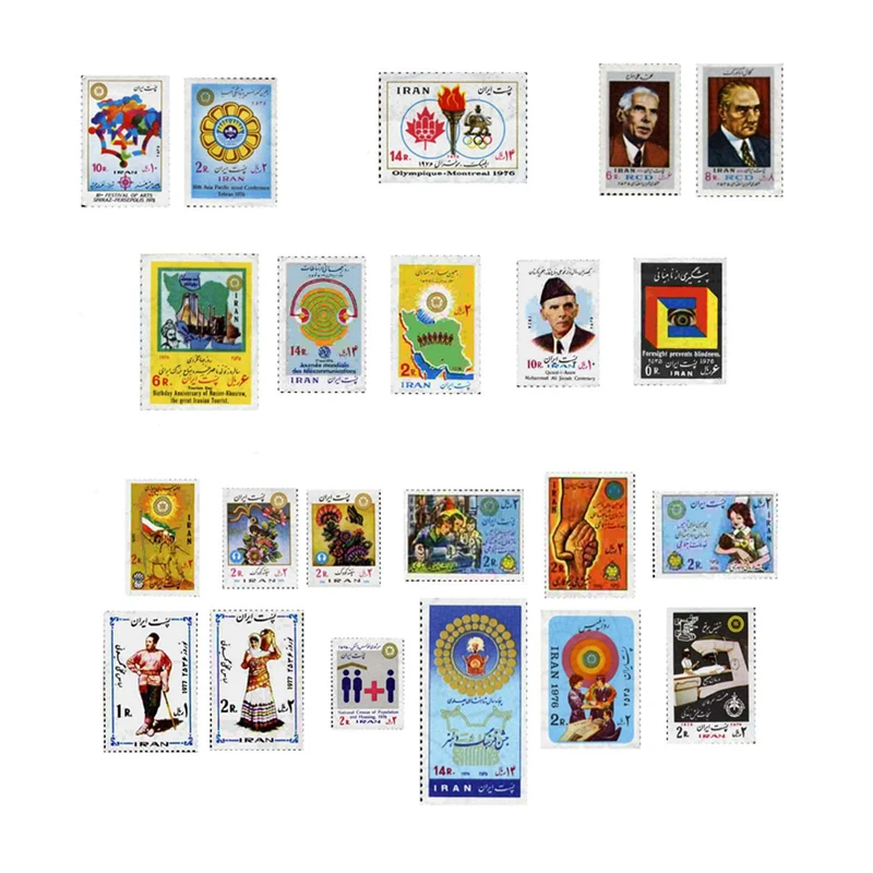 تمبر یادگاری مدل سال 1355 کد n-48 بسته 22 عددی 