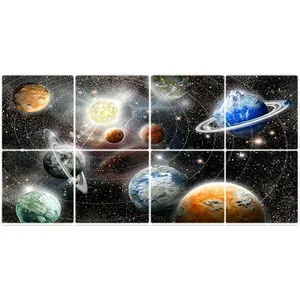 تایل سقفی  آسمان مجازی طرح منظومه شمسی کد ST 7198-8 سایز 60x60 سانتی متر مجموعه 8عددی