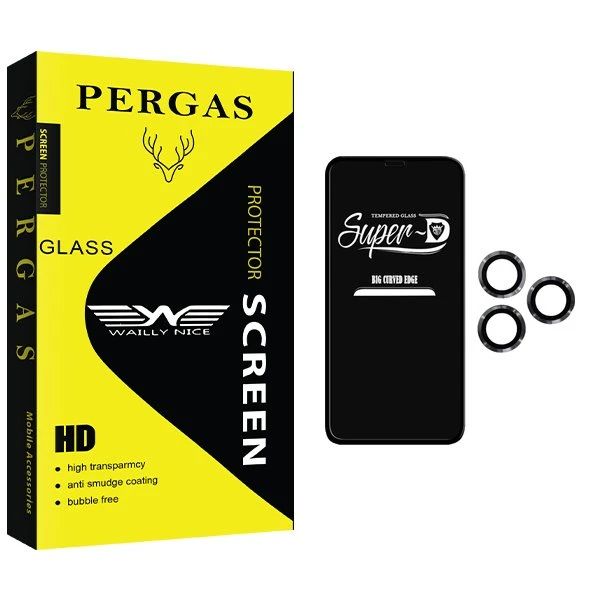 محافظ صفحه نمایش وایلی نایس مدل Pergas SuperD مناسب برای گوشی موبایل اپل iPhone 12 Pro Max به همراه محافظ لنز گوشی