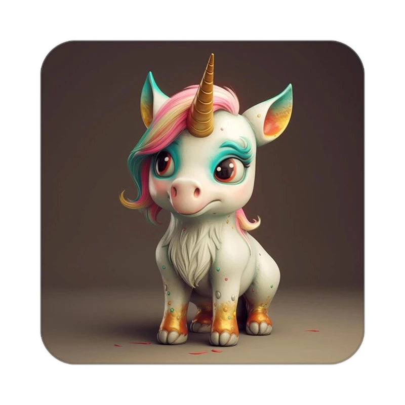 زیر لیوانی کاکتی طرح اسب تک شاخ و یونیکورن مدل mp32238