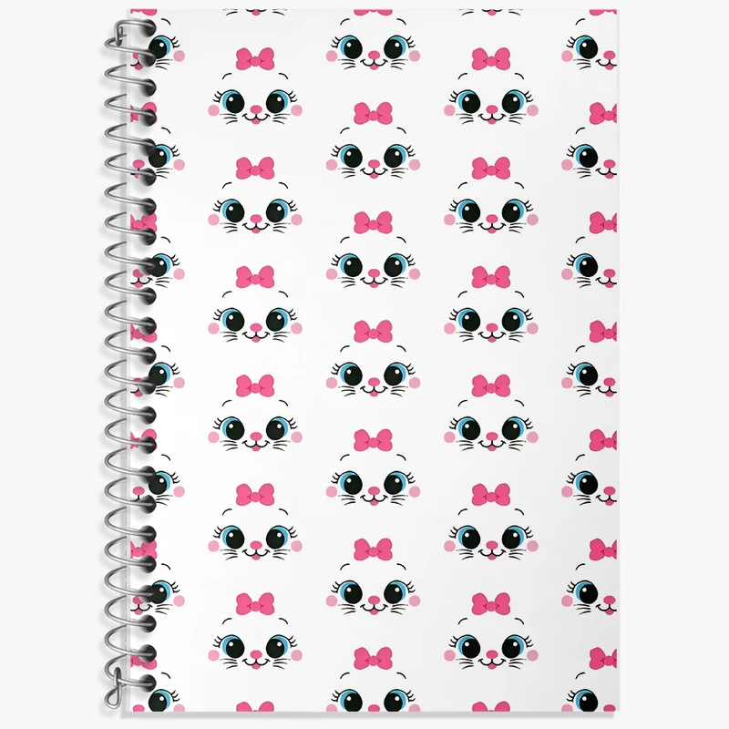 دفتر زبان 50 برگ خندالو مدل سه خط طرح پترن گربه کیوت کد N5221