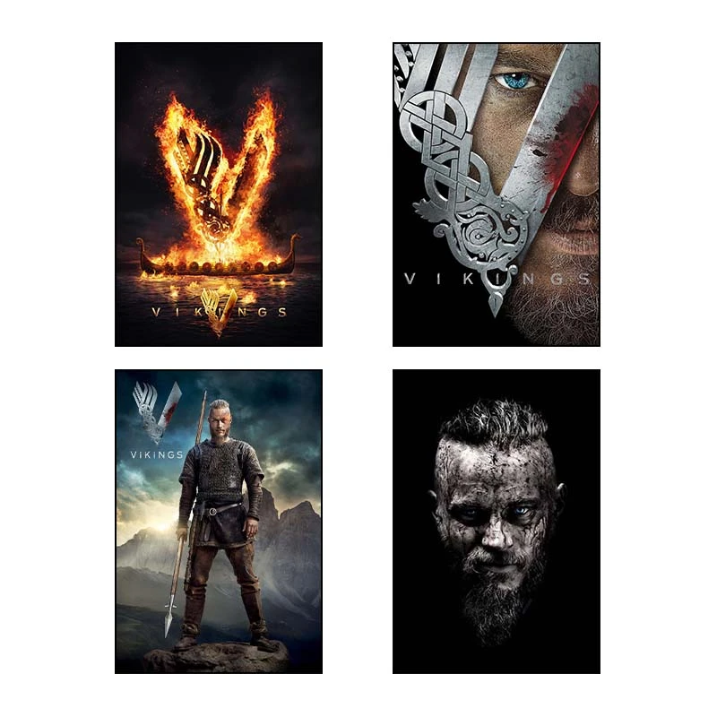 تابلو شاسي کارنيکا طرح وایکینگ‌ها Vikings کد 90017 مجموعه 4 عددی