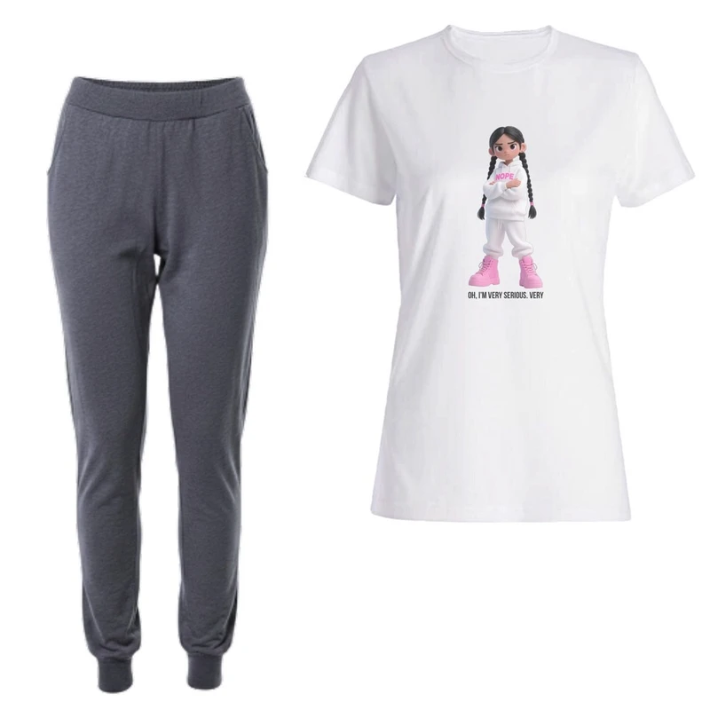 ست تی‌شرت آستین کوتاه و شلوار راحتی زنانه مدل 4000