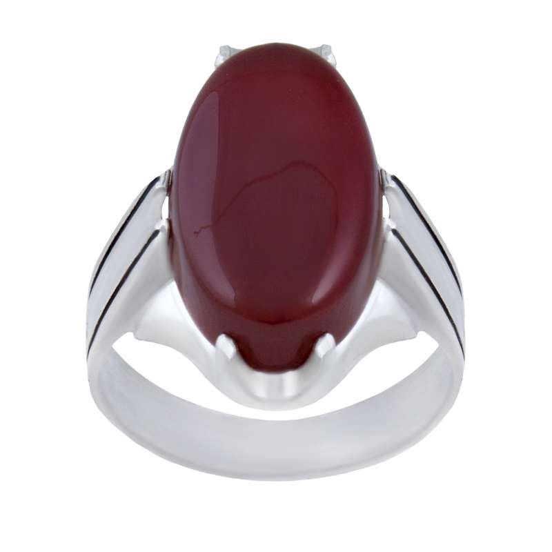 انگشتر نقره مردانه مدل سنگ عقیق اصل رکاب سیلندری کد AM_052