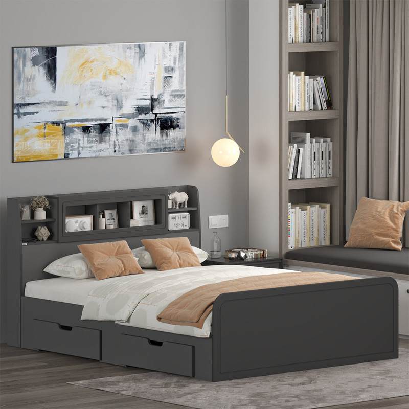 تخت خواب ملامینه دو نفره اعیان مدل FH983 سایز 160x200 سانتی متر