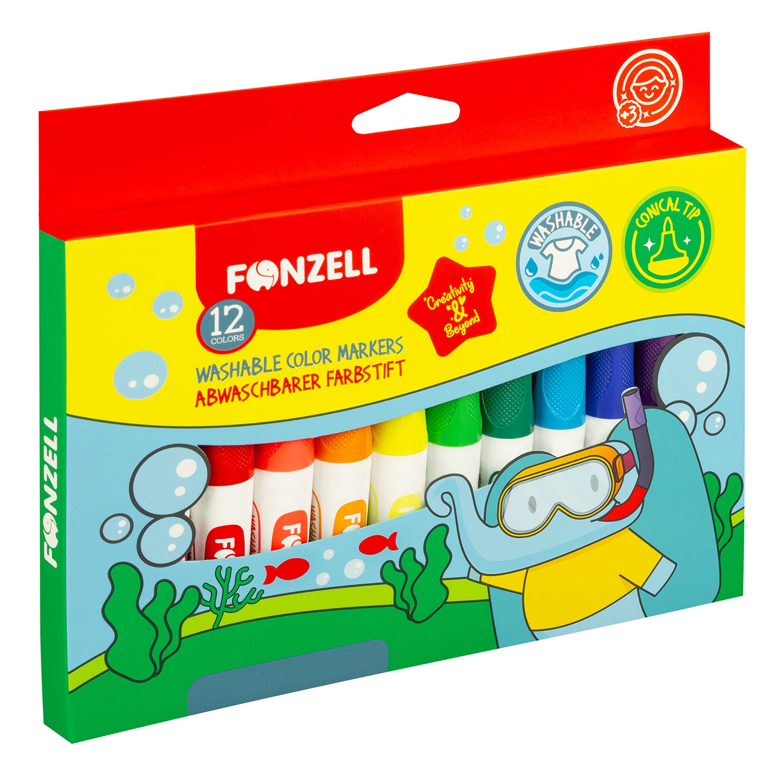 ماژیک رنگ آمیزی فونزل مدل Super Washable بسته 12 عددی