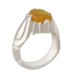 انگشتر نقره مردانه بازرگانی میلادی مدل رکاب دست ساز استاد عرب یاقوت کد AM_2791