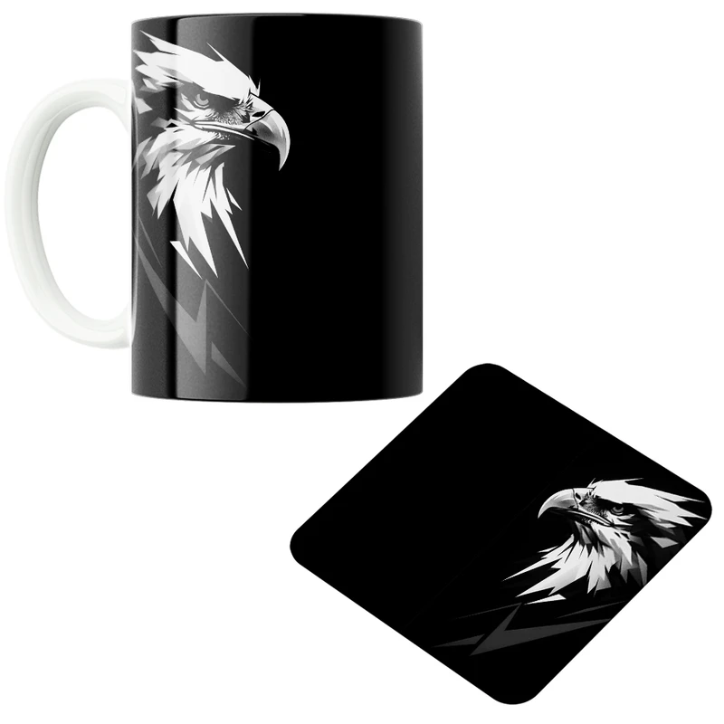 ماگ پاد آفرین مدل عقاب کد z420 به همراه زیر لیوانی