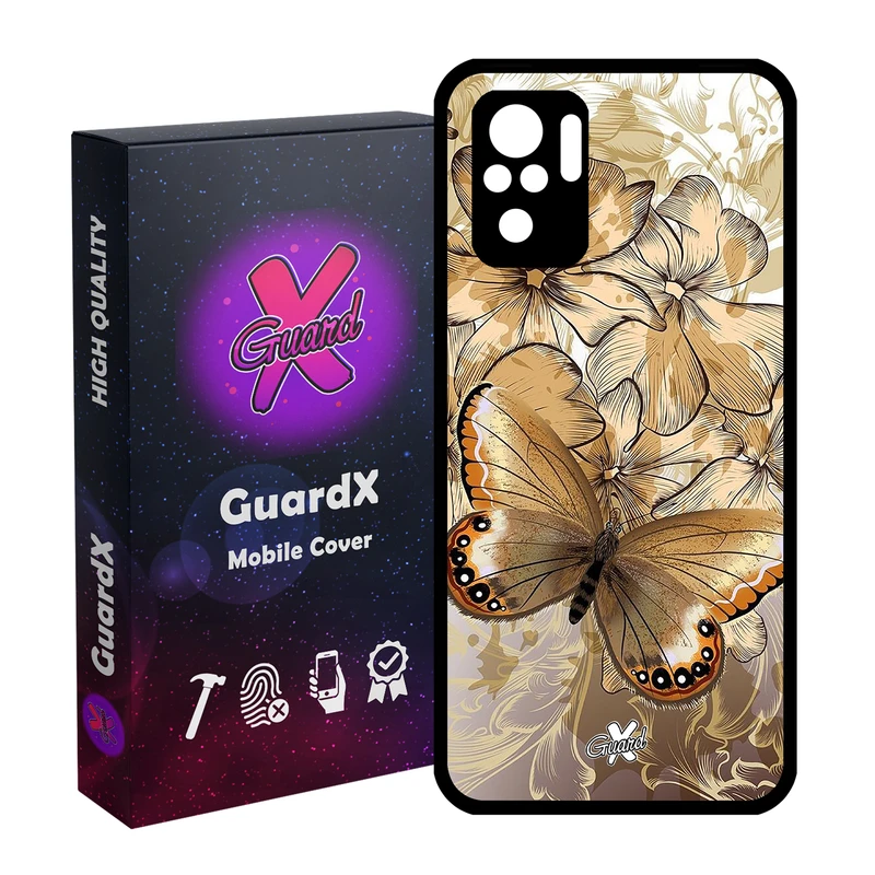 کاور گارد ایکس طرح پروانه مدل Glass10272 مناسب برای گوشی موبایل شیائومی Redmi Note 10 4G / Note 10S