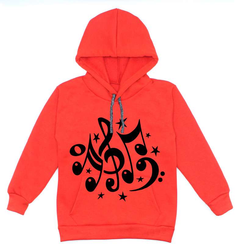هودی دخترانه مدل موزیک A38 رنگ قرمز