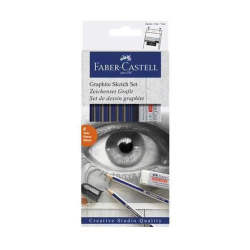 مداد طراحی فابر کاستل مدل sketch به همراه پاکن و تراش بسته 8 عددی