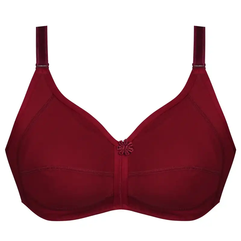 سوتین زنانه پانیذ مدل بدون فنر نخی کد 3171 رنگ زرشکی