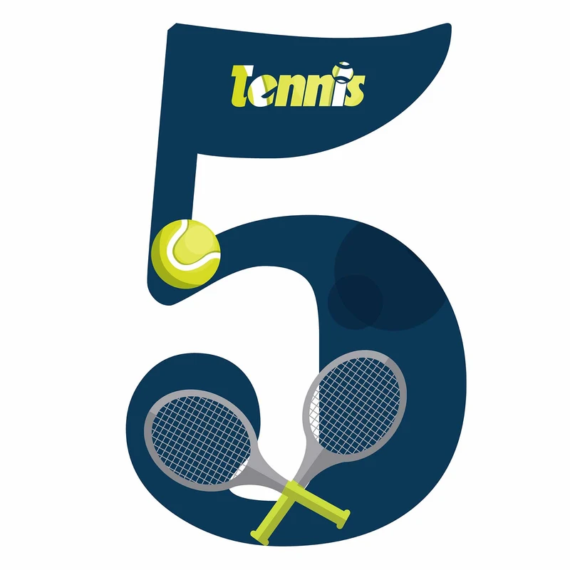 استند رومیزی تولد مدل عدد 5 طرح تنیس کد 1358