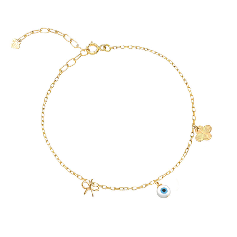 پابند طلا 18 عیار زنانه ماوی گالری مدل ترکیبی پاپی ونکلیف