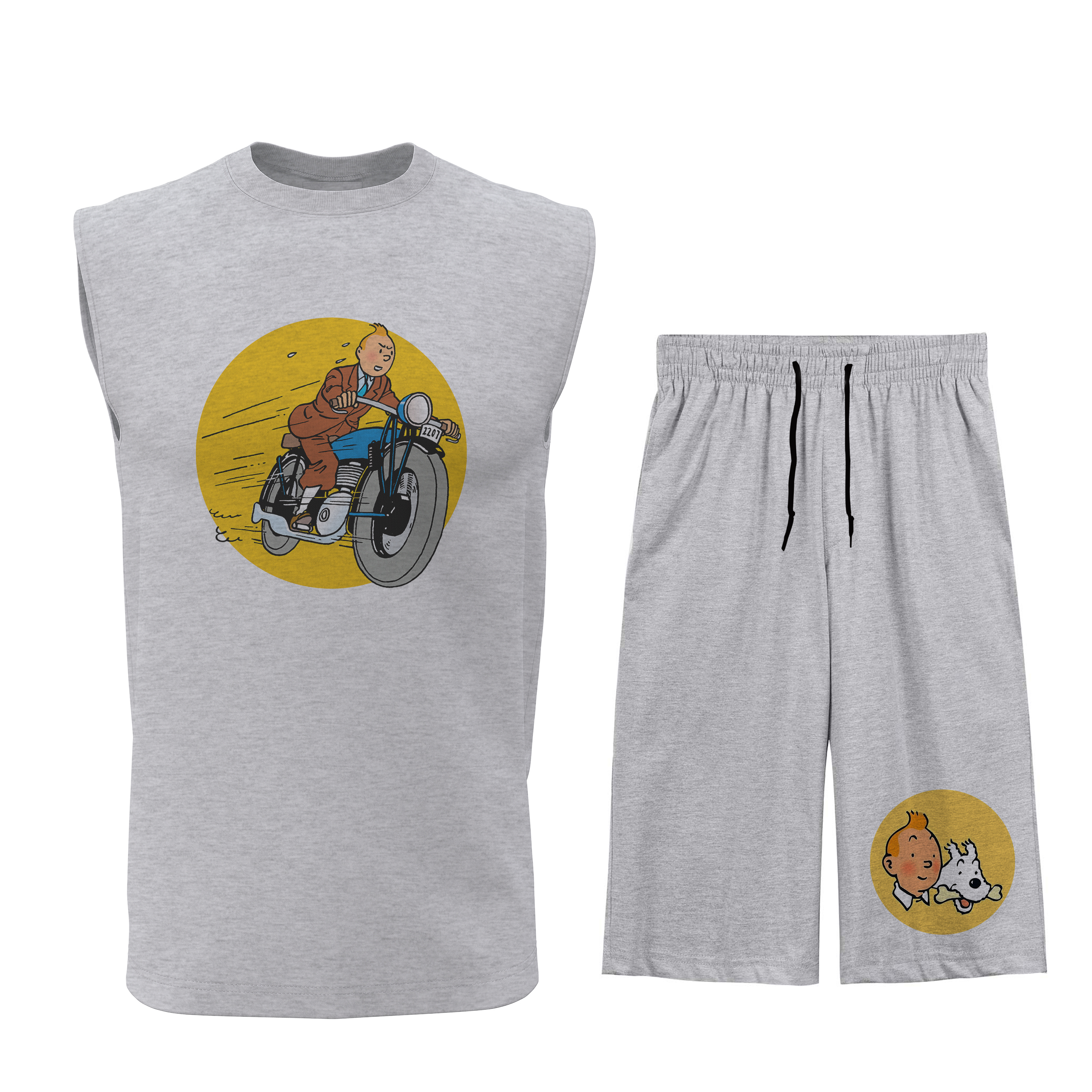 ست تاپ و شلوارک مردانه طرح تن تن مدل T075G