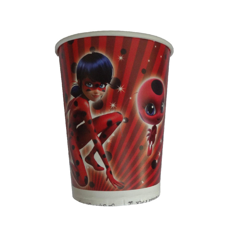 بشقاب و لیوان یکبارمصرف مدل دختر کفشدوزک مجموعه 20 عددی