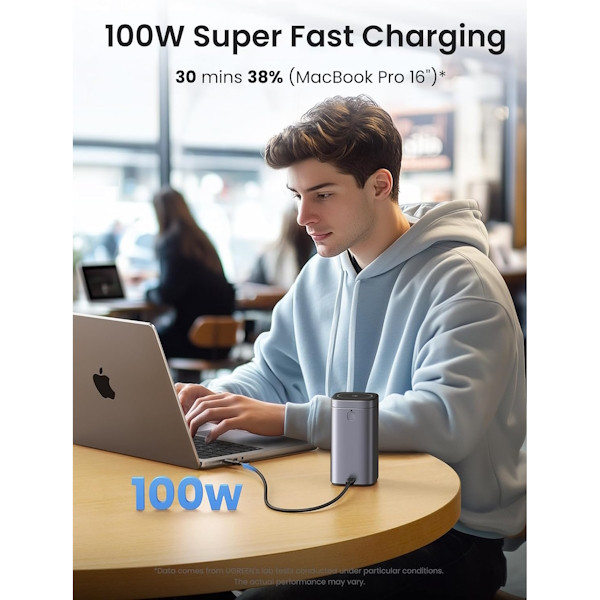  پاور بانک بی سیم 145 وات یوگرین مدل 35527 ظرفیت 20000 میلی آمپر ساعت همراه با کابل USB-C 