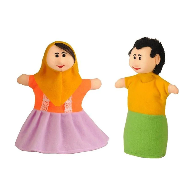 عروسک نمایشی مدل پسر و دختر کلبه عروسکی مجموعه 2 عددی