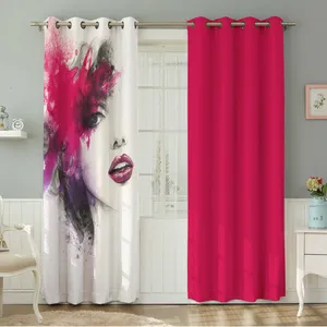 پرده نیروانا طرح  چهره مدل مخمل کد 8879 سایز 140×280 سانتی متر