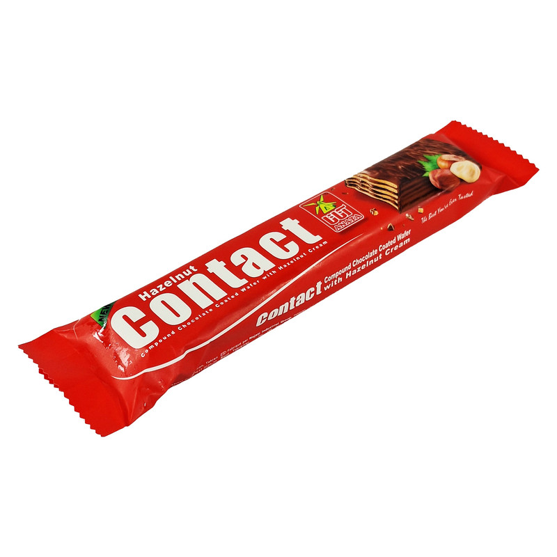 ویفر روکش کاکائو با کرم فندقی کنتاکت آناتا - 45 گرم بسته 20 عددی
