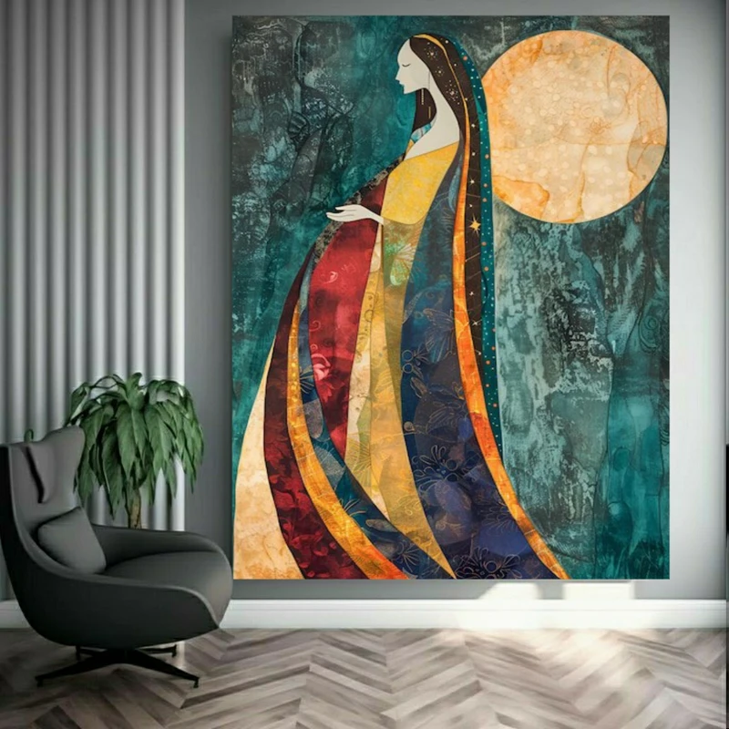 تابلو بوم طرح مخمل بانوی ماه مدل نور کد BK23691