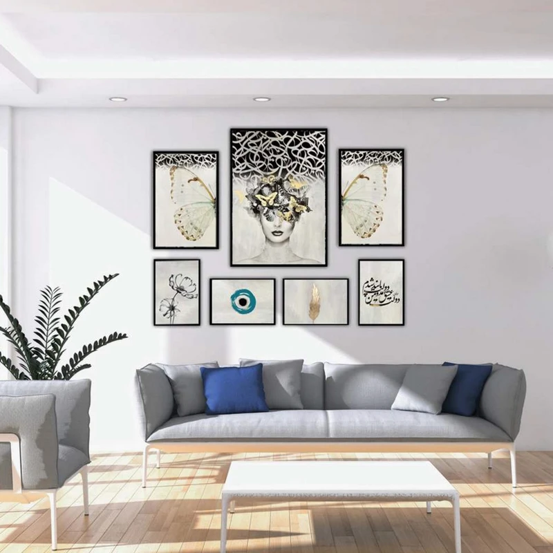 تابلو بکلیت طرح چهره و شعر ایرانی مدل B-2226 مجموعه 7 عددی  