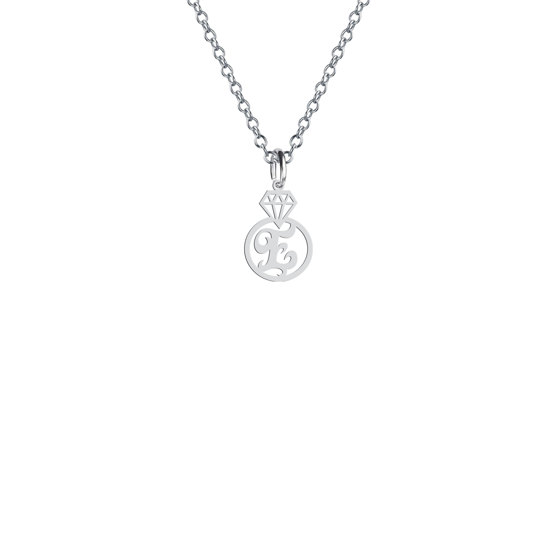 گردنبند هایکا طرح الماس و حرف E مدل s.ha2-839