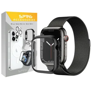 بند اسپریگ مدل Milanese Mix Guard مناسب برای اپل واچ سری SE2021/7/8/9 سایز 45 میلی متری به همراه کاور