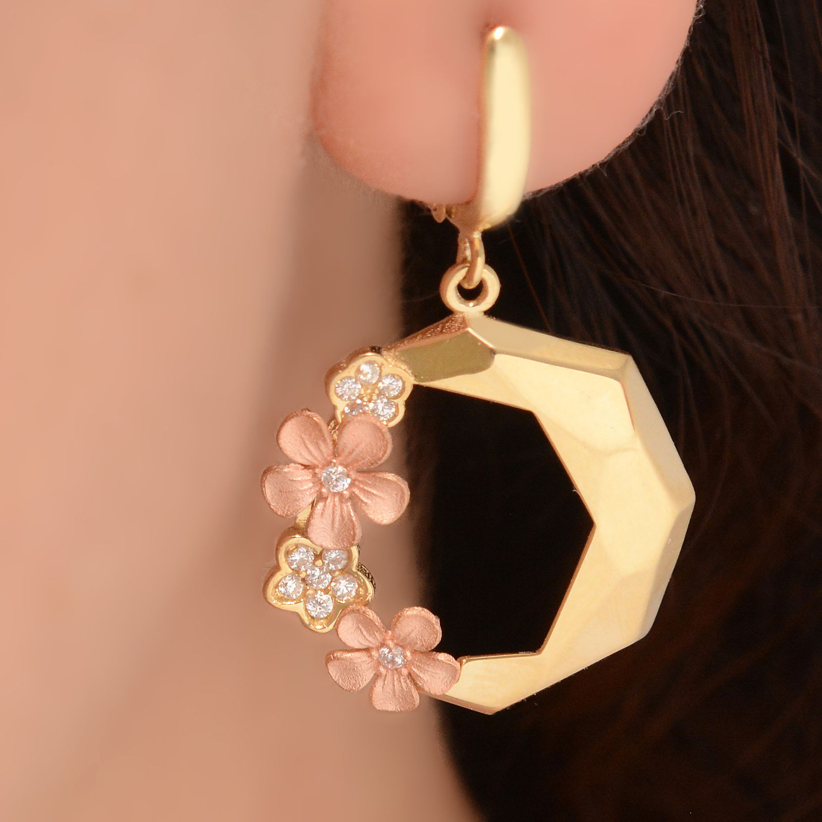 گوشواره طلا 18 عیار زنانه طلای مستجابی مدل ورسای  کد 75 -  - 2