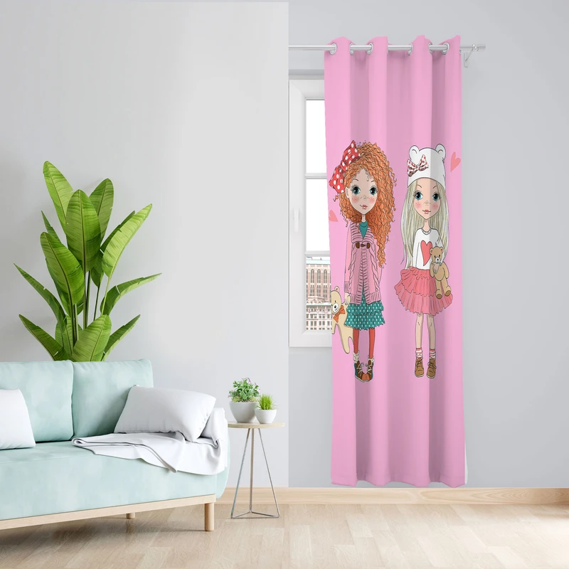  پرده مدل دخترانه مخمل پانچی کد 1158 سایز 140x200 سانتی متر