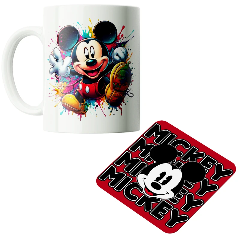 ماگ پاد آفرین مدل کارتونی میکی موس کیوت فانتزی بامزه کد PZ326 به همراه زیرلیوانی