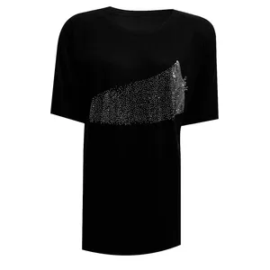 تی شرت آستین کوتاه زنانه مدل فانریپ نگینی سنجاقک کد DKCOP 269