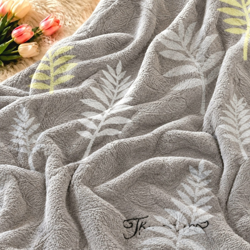 پتو مسافرتی 1 نفره طرح لیزری مدل سرخس رنگی سایز 160×220 سانتی‌متر