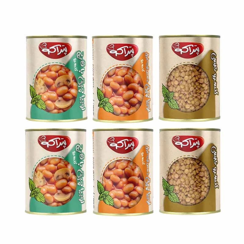 کنسرو پک صبحانه لوبیا چیتی و لوبیا چیتی با قارچ و عدسی پتراکو - 380 گرم بسته 6 عددی
