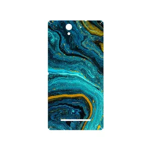 MAHOOT Turquoise marblewith golden streaks Cover Sticker for Sony Xperia C3 Dual