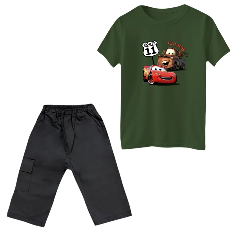 ست تی‌شرت و شلوارک پسرانه مدل ماشین ها