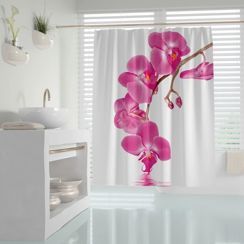 پرده حمام دلفین مدل Orchid سایز 180x200سانتی متر