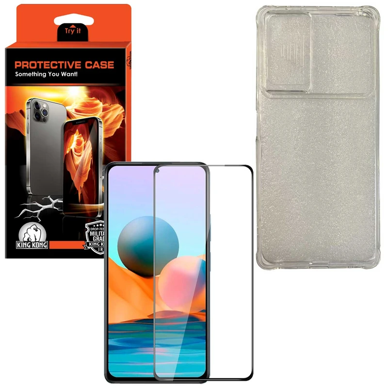 کاور کینگ کونگ مدل K-2BNDL-CAMSHLD مناسب برای گوشی موبایل شیائومی Redmi Note 10 4G به همراه محافظ صفحه نمایش