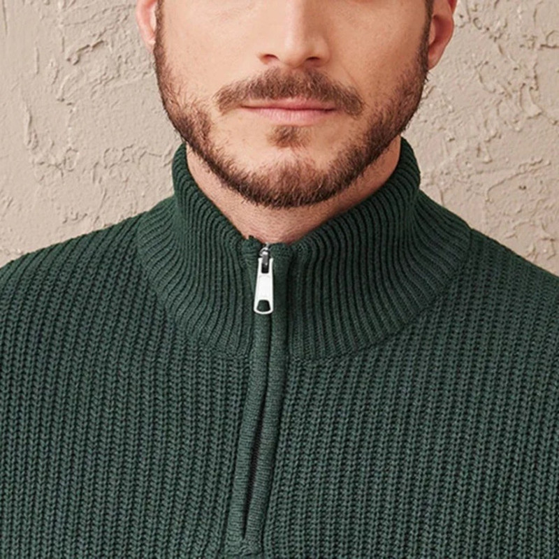 پلیور یقه ایستاده مردانه مدل نیم زیپ کد 20534189