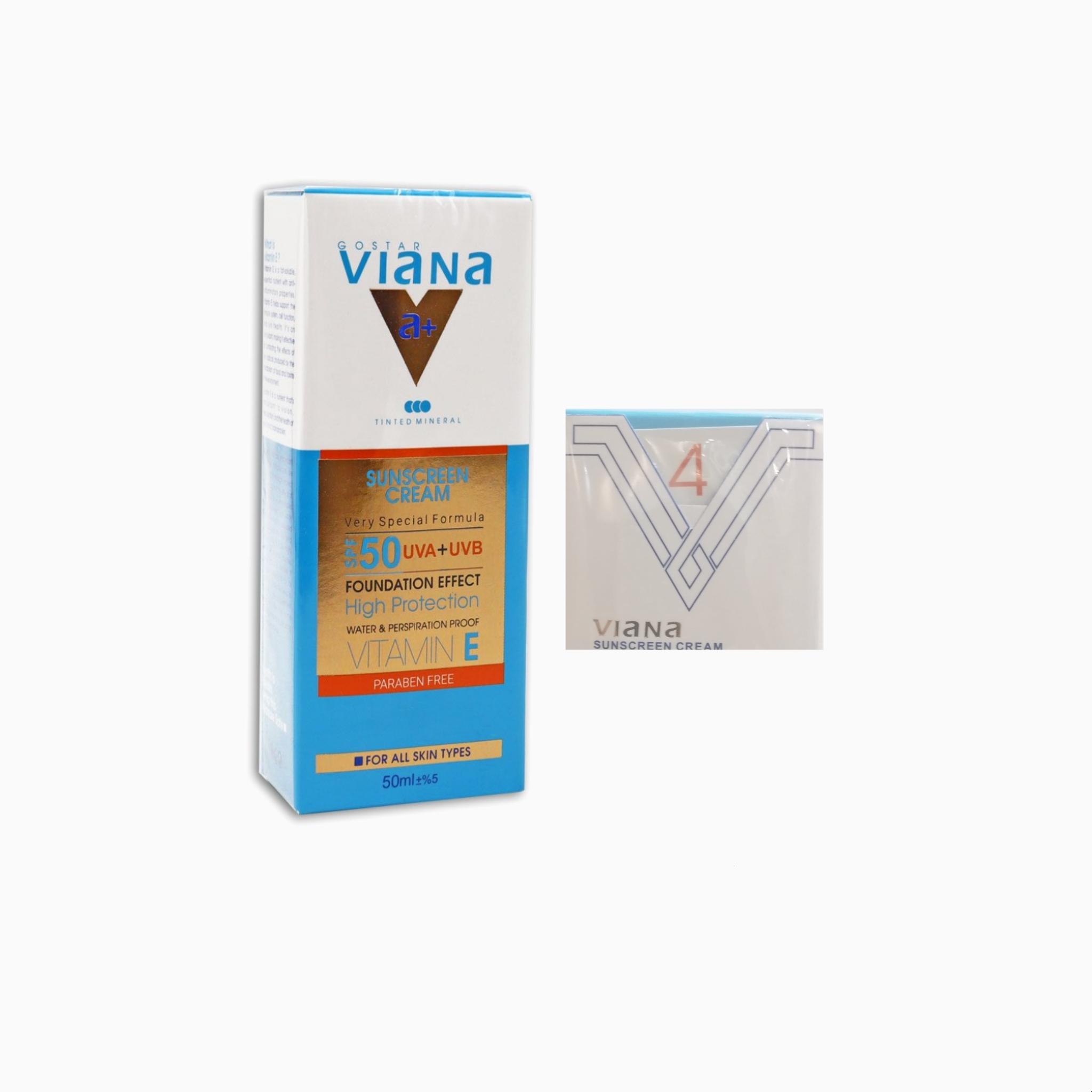 کرم ضد آفتاب رنگی ویانا SPF50 شماره 4 مناسب انواع پوست حجم 50 میلی لیتر