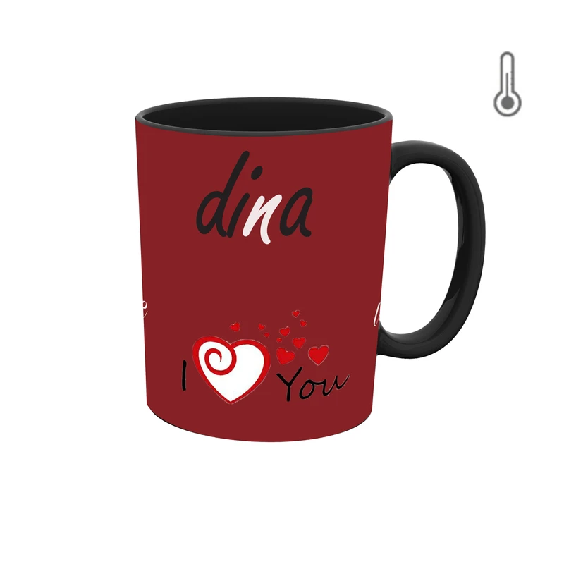 ماگ حرارتی طرح اسم دینا مدل قلب