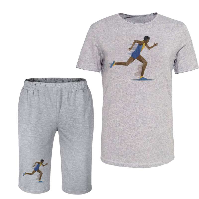 ست تی شرت و شلوارک مردانه مدل ورزشی کد C52 رنگ طوسی