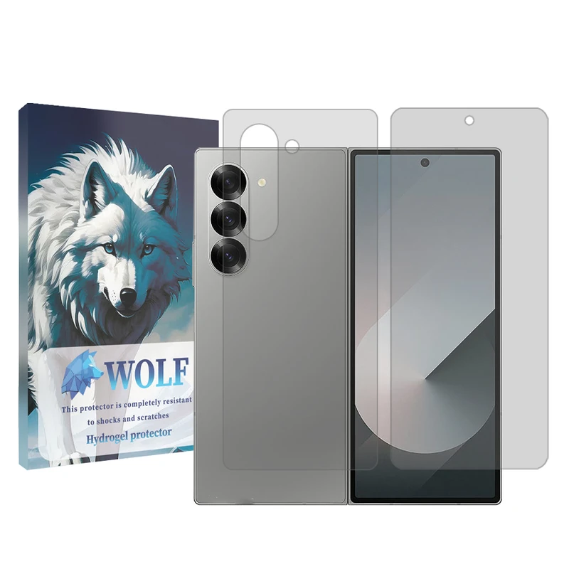 محافظ صفحه نمایش شفاف ولف مدل Tough مناسب برای گوشی موبایل سامسونگ Galaxy Z Fold 6 به همراه محافظ پشت گوشی