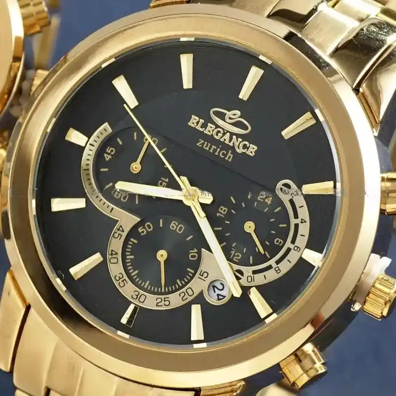 ست ساعت مچی عقربه ای  زنانه و مردانه الگانس مدل سه موتور فعال کرنوگراف بند استیل103