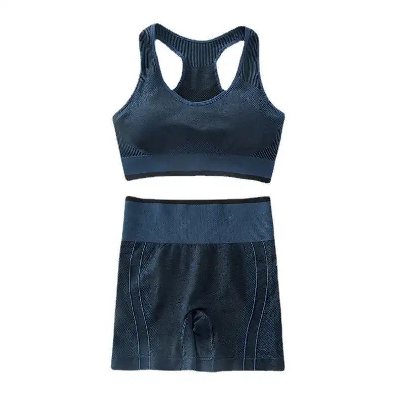 ست نیم تنه و شلوارک ورزشی زنانه مدل 6693 رنگ سرمه ای