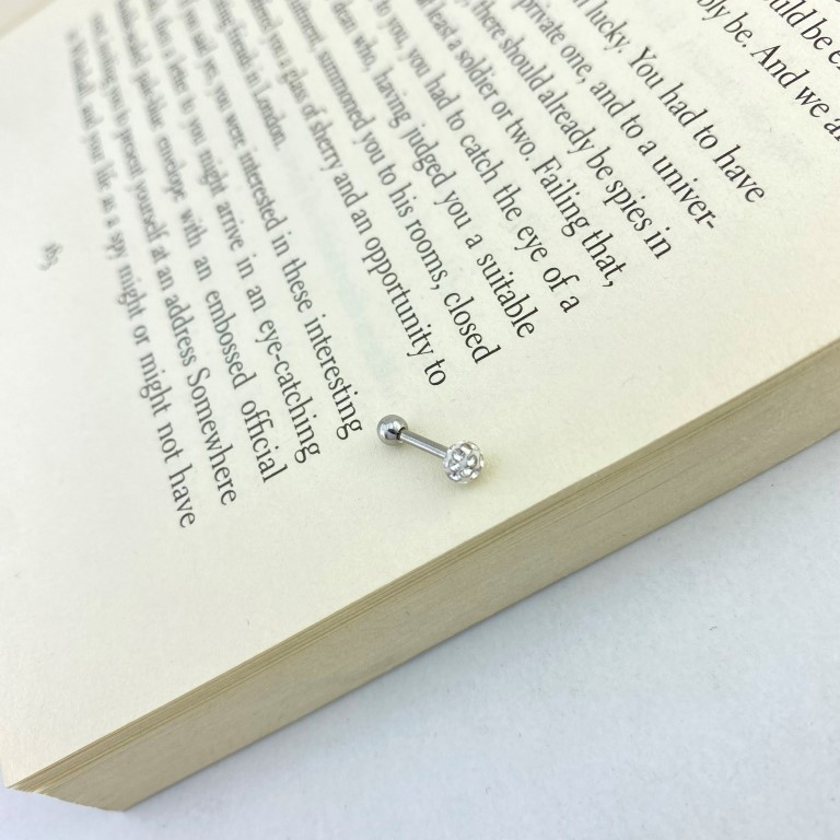 پیرسینگ گوش زنانه ژوپینگ مدل گوی توپی نگیندار P4149