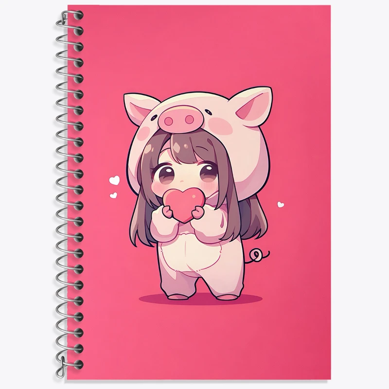 دفتر زبان 50 برگ خندالو مدل دو خط طرح دخترانه کیوت کد N5183